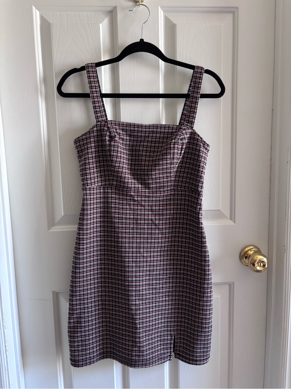 Hollister Advanced Stretch Plaid Square Neck Mini Dress S
